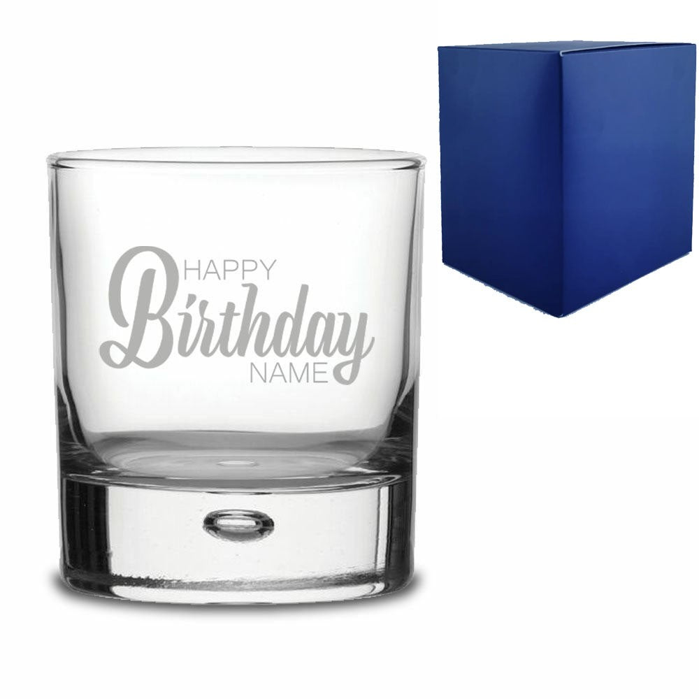 Personalised Bubble Whisky Tumbler Glass - Happy Birthday