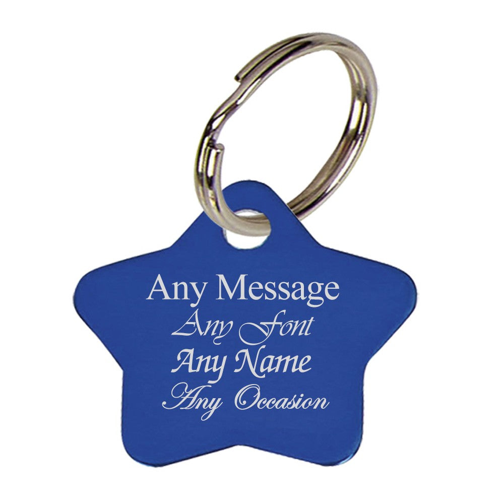 Personalised Engraved Blue Star Keyring