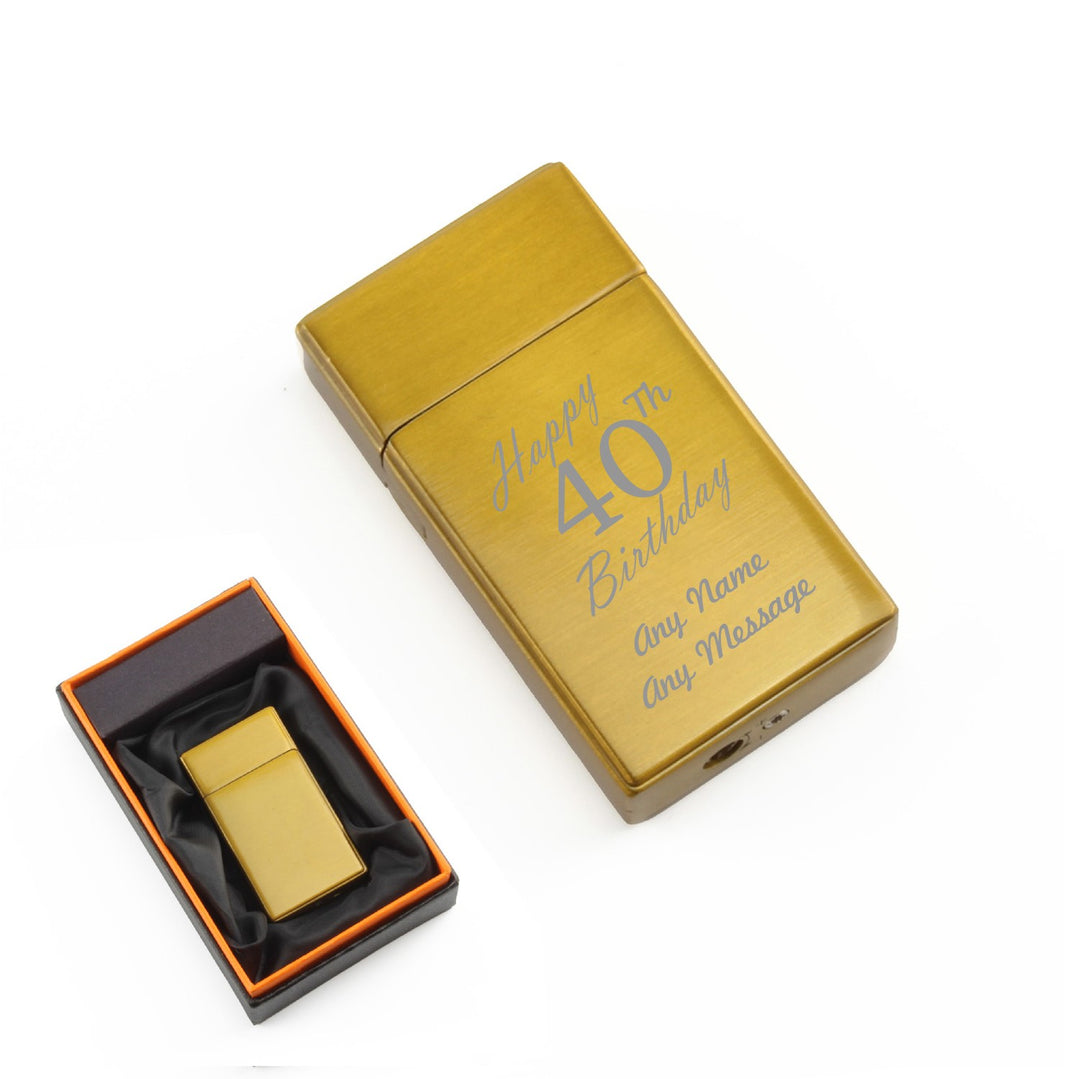 Engraved Jet Flame Gas Lighter in Gift Box - Happy 40th Birthday