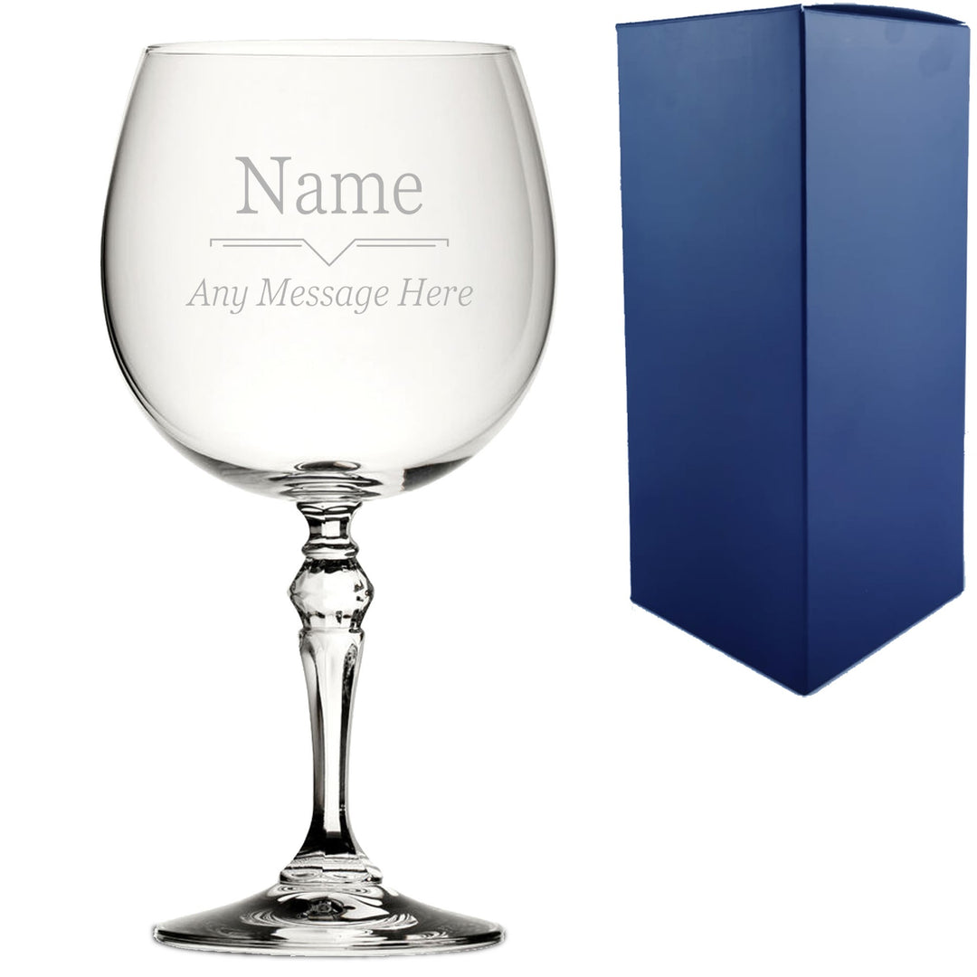 Personalised Engraved Crystal Gin Balloon Glass with Line Design
