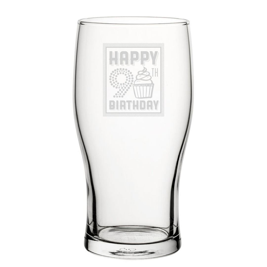 Engraved Tulip Pint Glass - Happy 90th Birthday