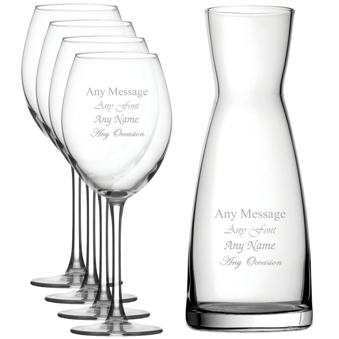 Personalised Enoteca Wine Glasses &amp; Carafe Set (4 Glasses)