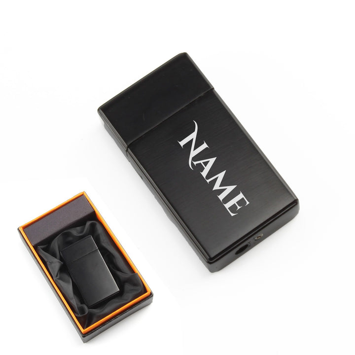 Personalised Black Jet Flame Gas Lighter with Name