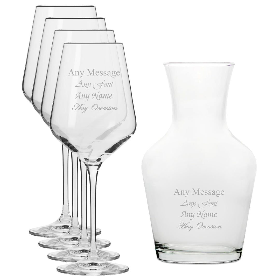 Personalised Infinity Wine Glasses and 500ml Carafe Set