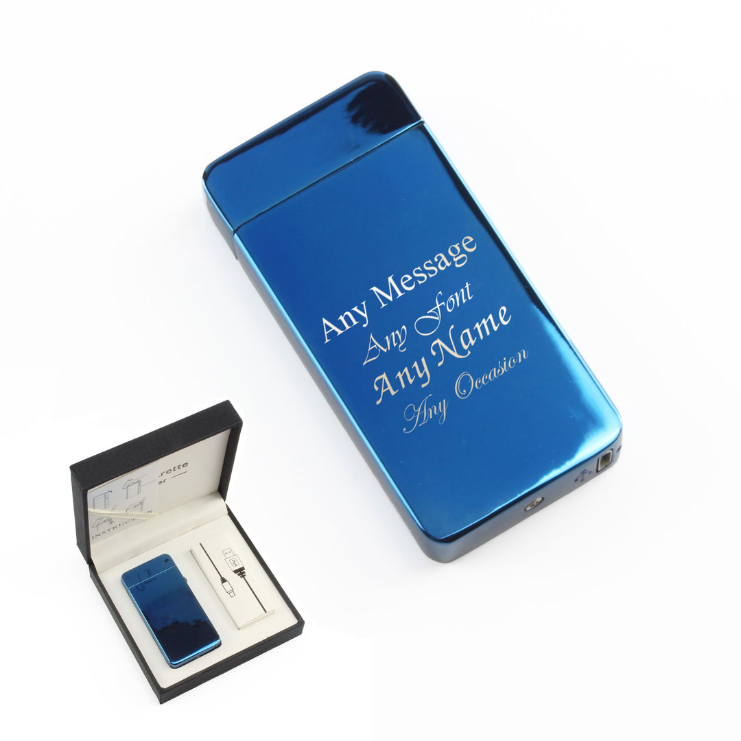 Personalised Blue Electric Arc Lighter in Gift Box