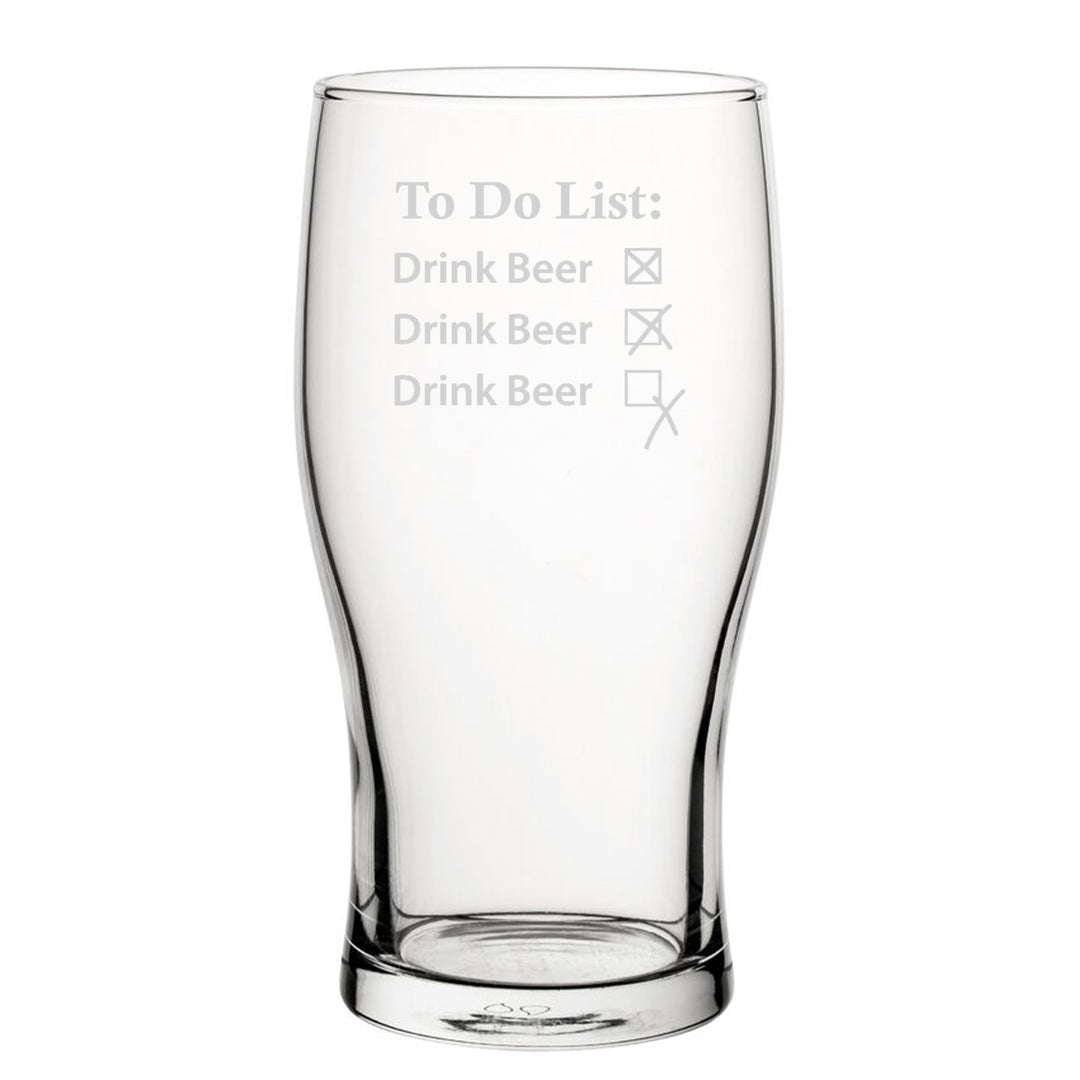 Engraved Tulip Pint Glass - To Do List: Drink Beer