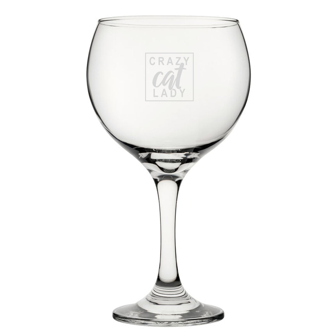 Engraved Crazy Cat Lady Gin Balloon Glass