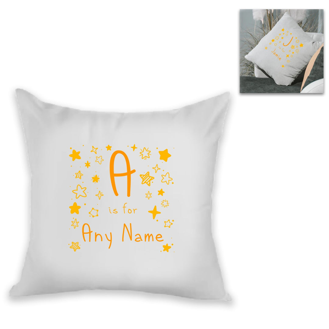 Personalised Letter &amp; Name Cushion in Yellow