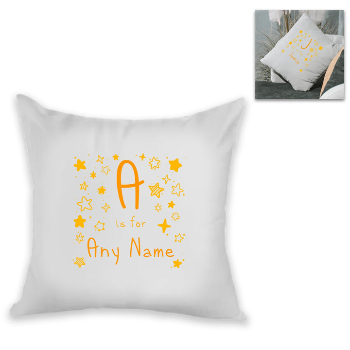 Personalised Letter &amp; Name Cushion in Yellow