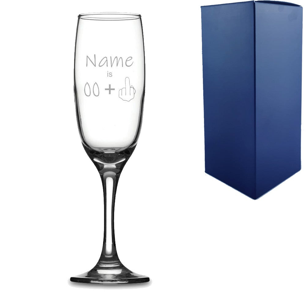 Personalised Funny Champagne Flute with Name &amp; Age Design