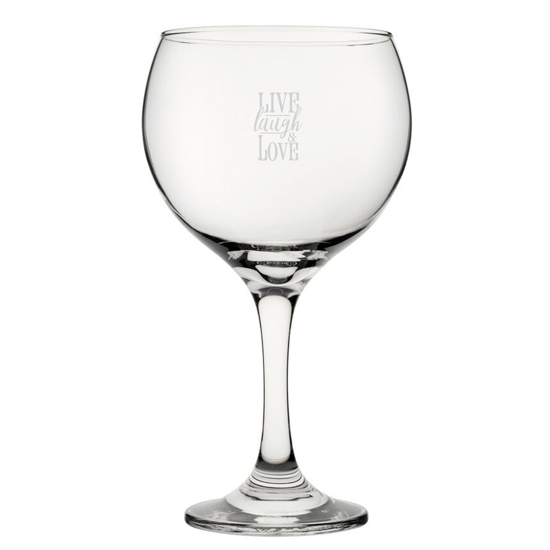 Engraved Gin Balloon Glass - Live Laugh Love