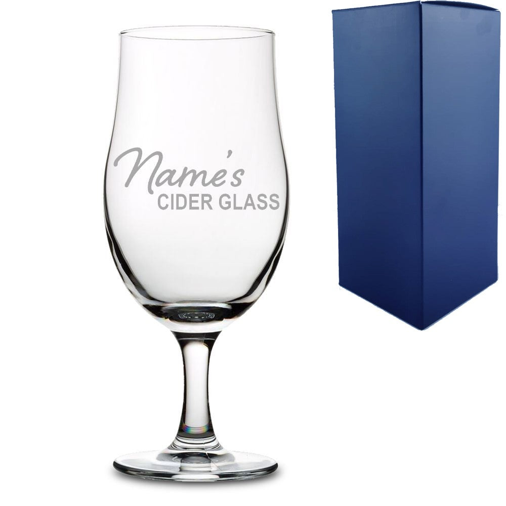 Engraved Stemmed Pint Glass - Cider Design