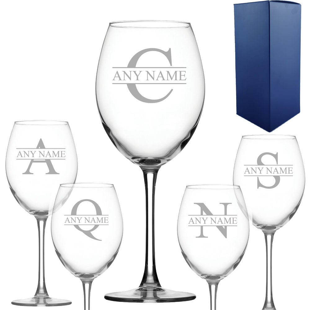 Personalised Initial &amp; Name 19oz Enoteca Wine Glass