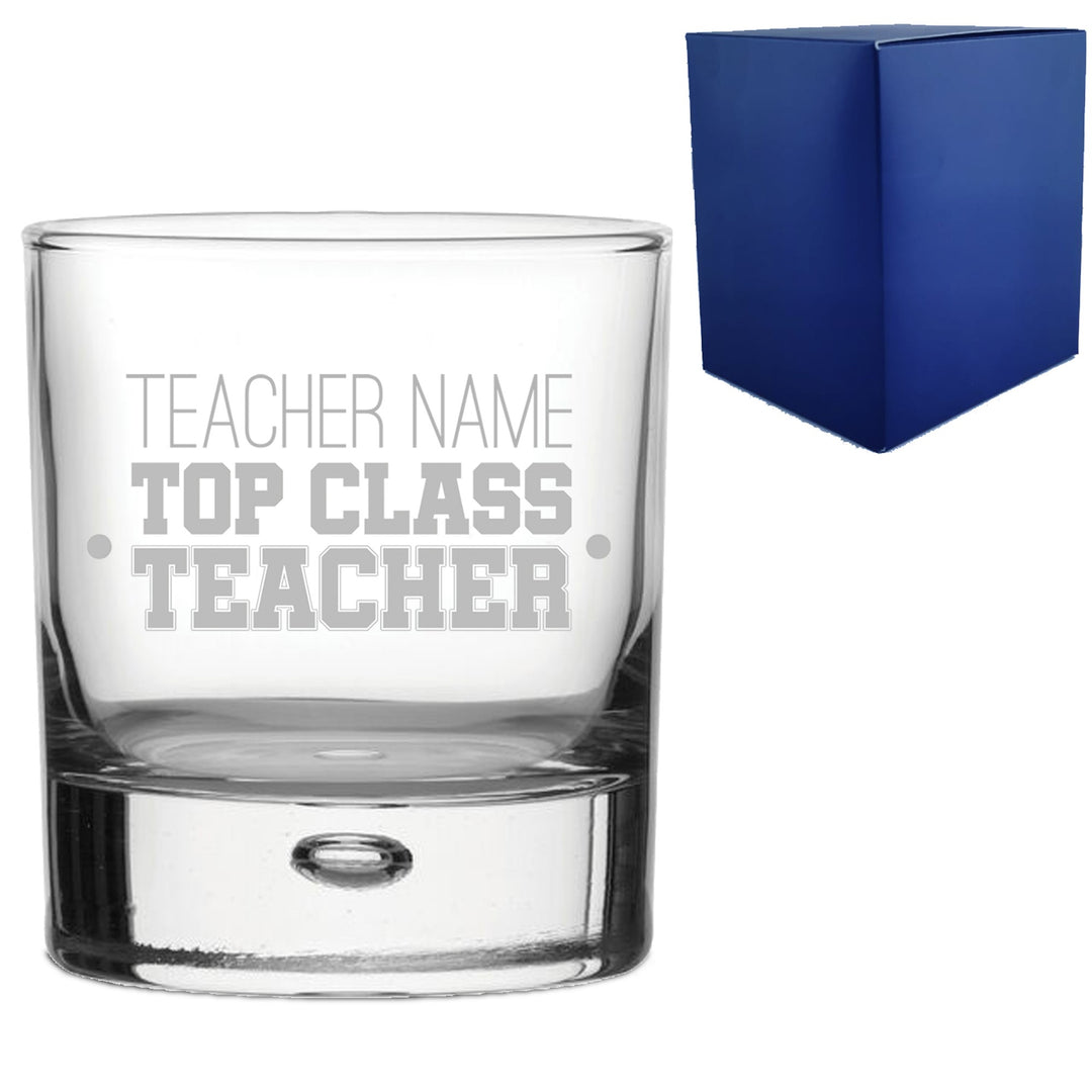 Personalised Top Class Teacher Whisky Glass with Name