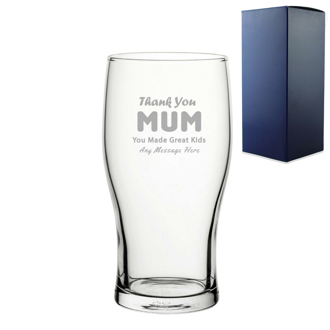 Personalised Thank You Mum Engraved Pint Glass 20oz