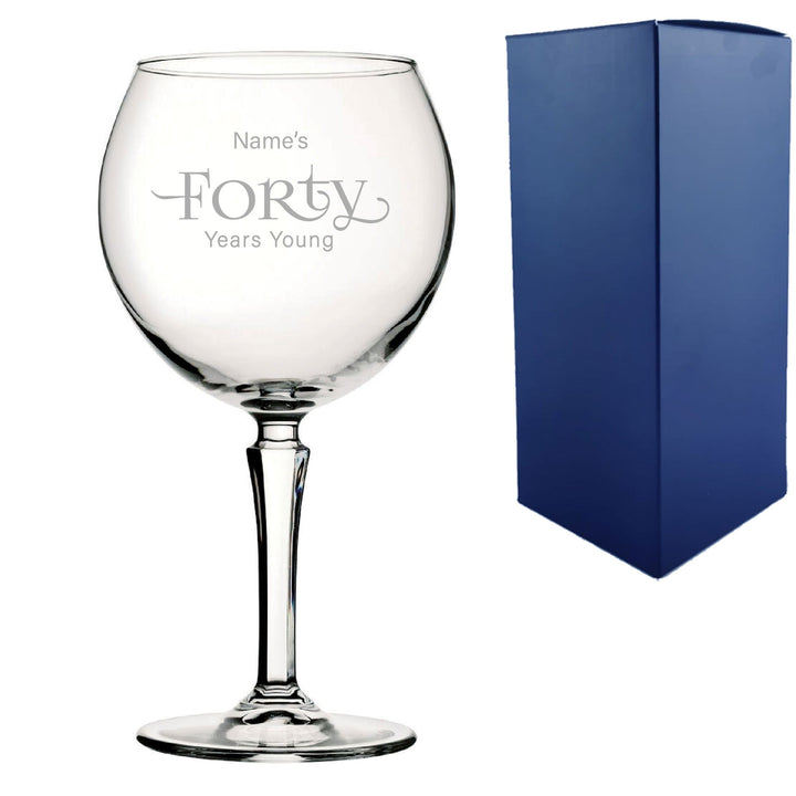 Personalised 40th Birthday Hudson Gin Glass - Years Young