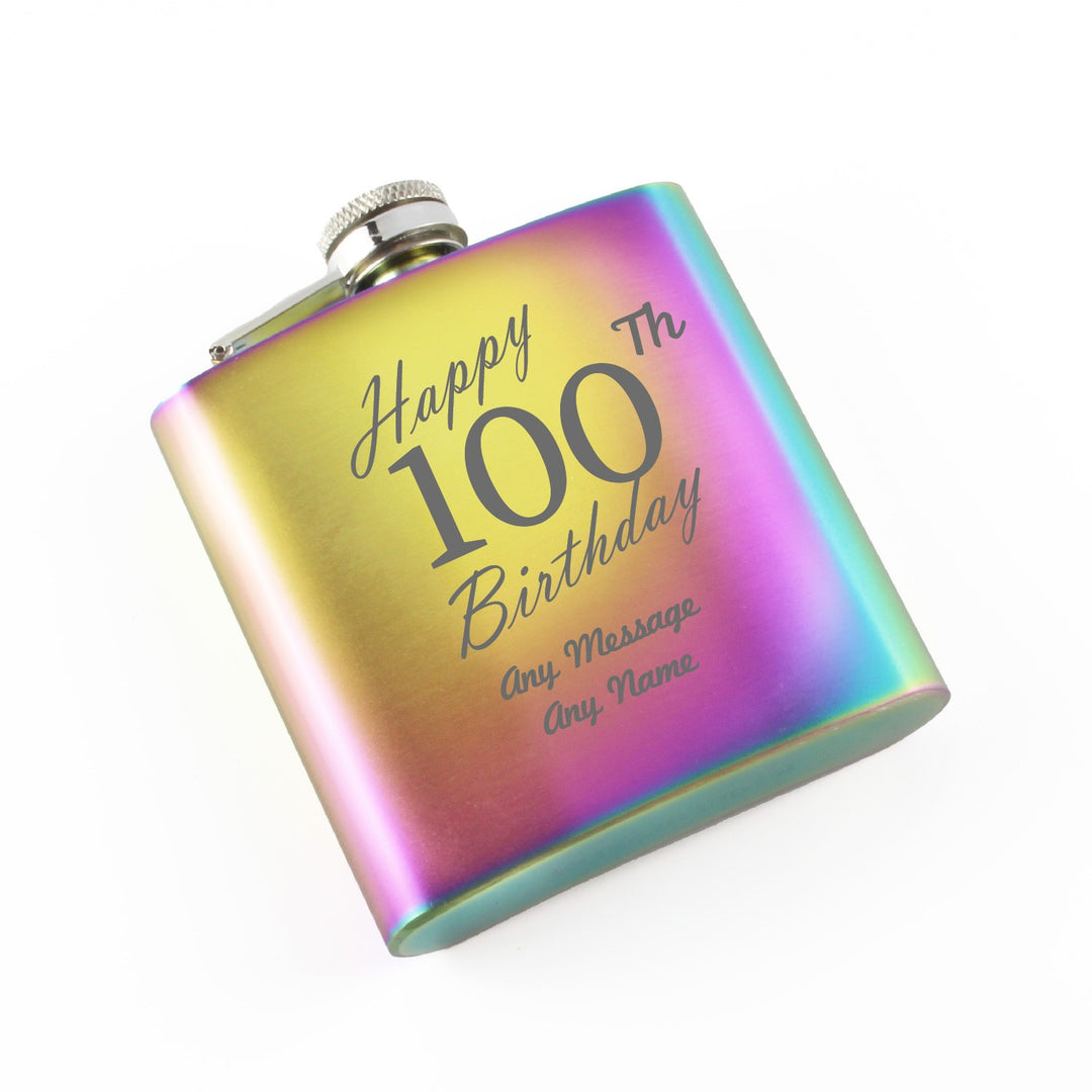 Personalised Rainbow Hip Flask 6oz