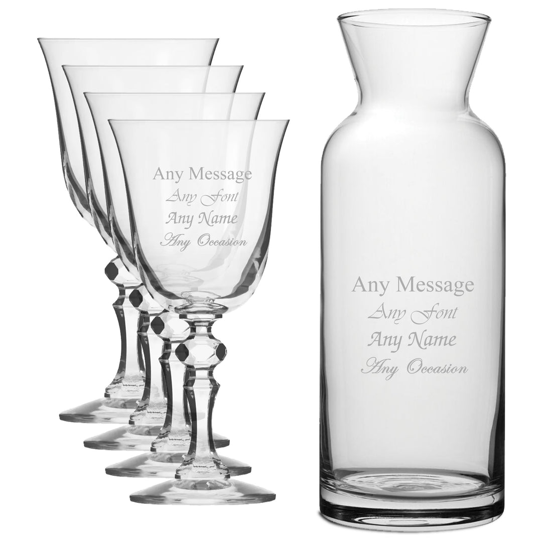 Personalised Jasmine Crystal Wine Glasses &amp; Carafe Set (4)