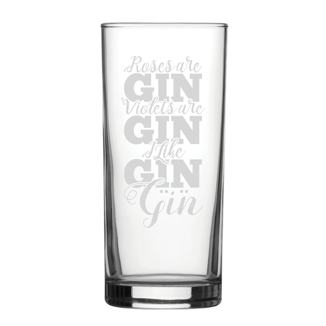 Engraved Hiball Glass - Roses Are Gin Violets Are Gin