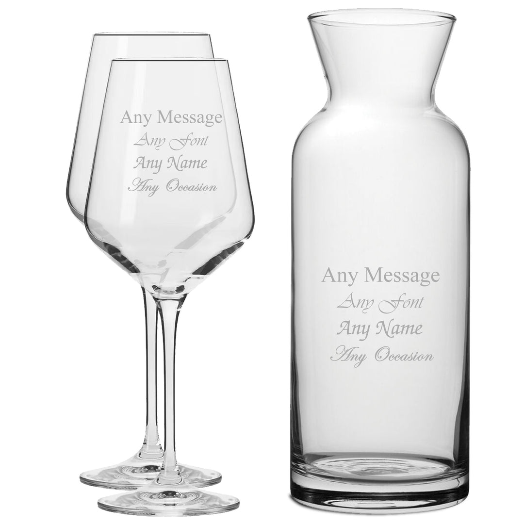 Personalised Infinity Wine Glasses &amp; Carafe Gift Set