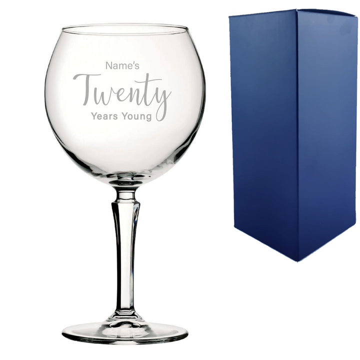 Personalised 20th Birthday Hudson Gin Balloon Glass