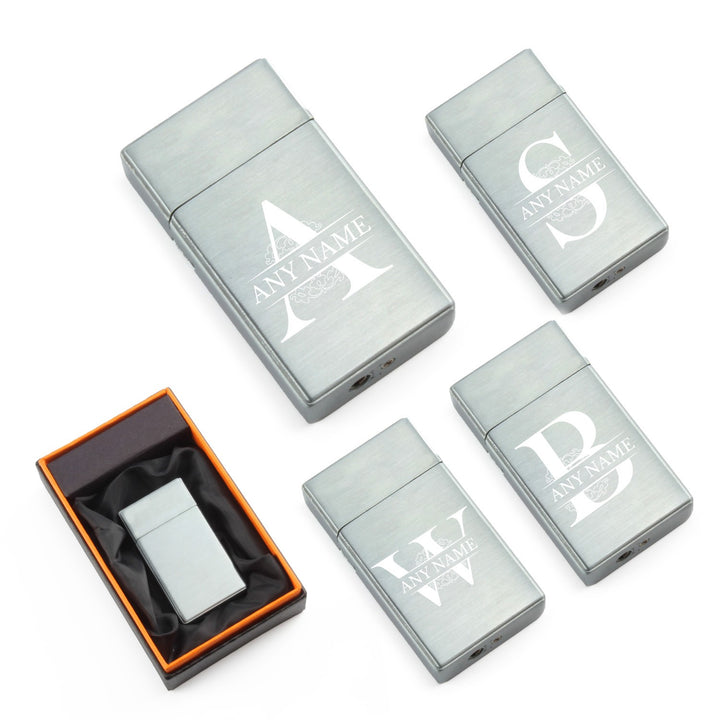 Personalised Silver Jet Flame Lighter in Gift Box
