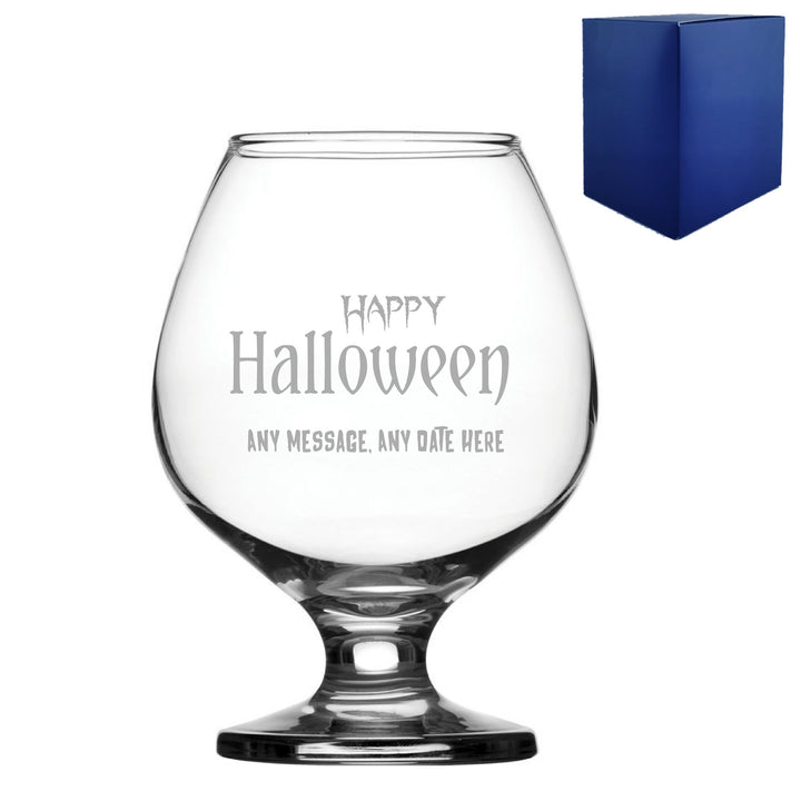 Personalised Halloween Bistro Brandy Glass in Gift Box