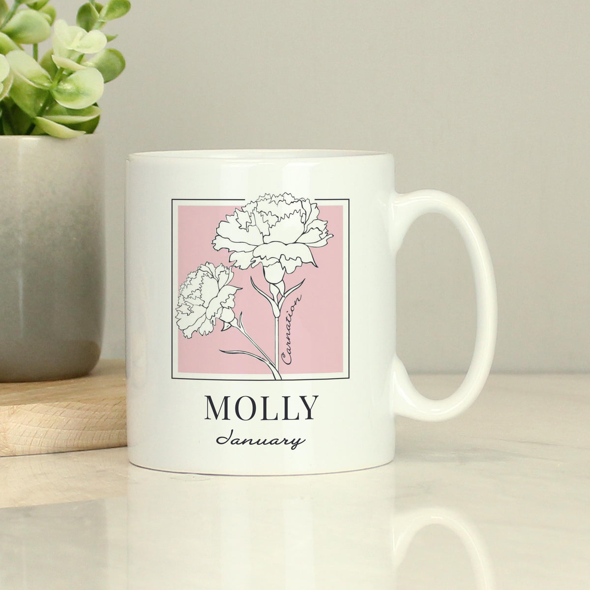 Personalised Birth Flower Mug, The Personal Shop, personalised gifts