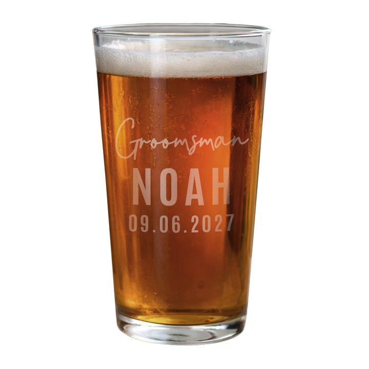 Personalised Groomsman Elegant Pint Glass, The Personal Shop, personalised gifts