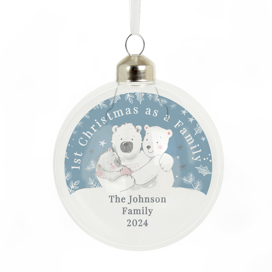 Personalised First Christmas as a Family Glass Bauble – alternative view