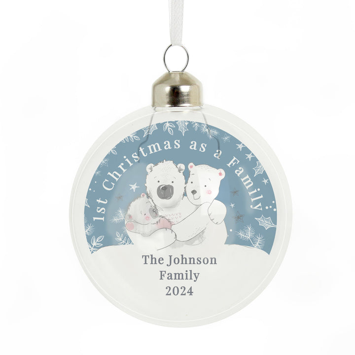 Personalised First Christmas as a Family Glass Bauble – alternative view
