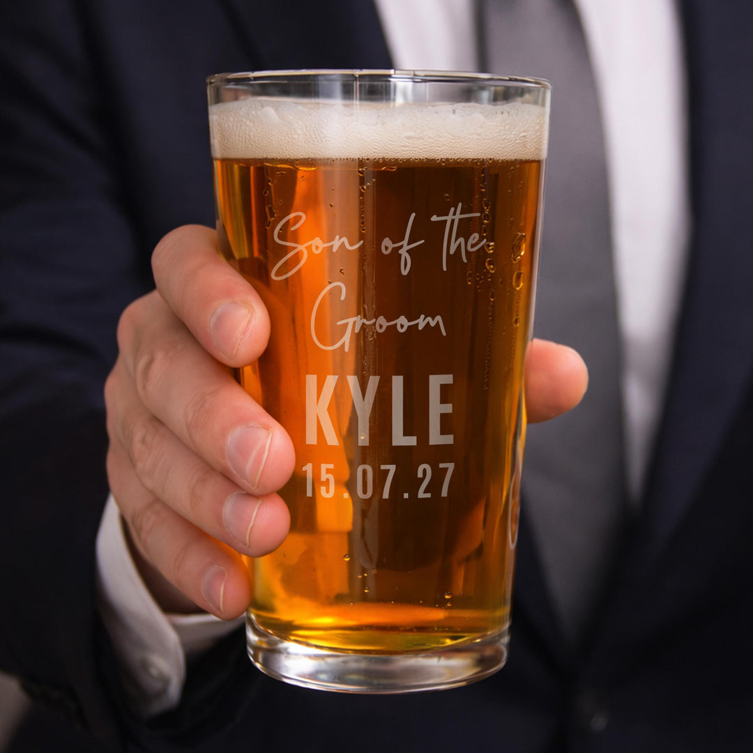 Personalised Wedding Elegant Pint Glass, The Personal Shop, personalised gifts