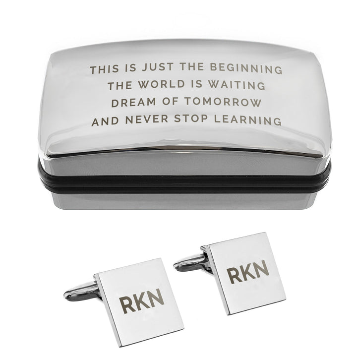 Personalised Initial Cufflinks &amp; Engraved Box – alternative view