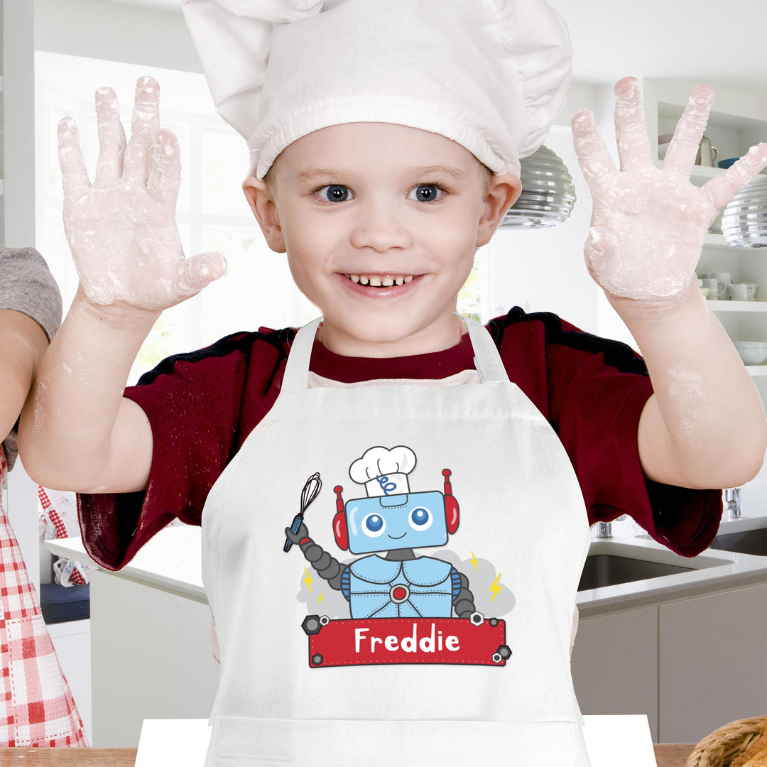 Personalised Robot Childrens Apron, The Personal Shop, personalised gifts