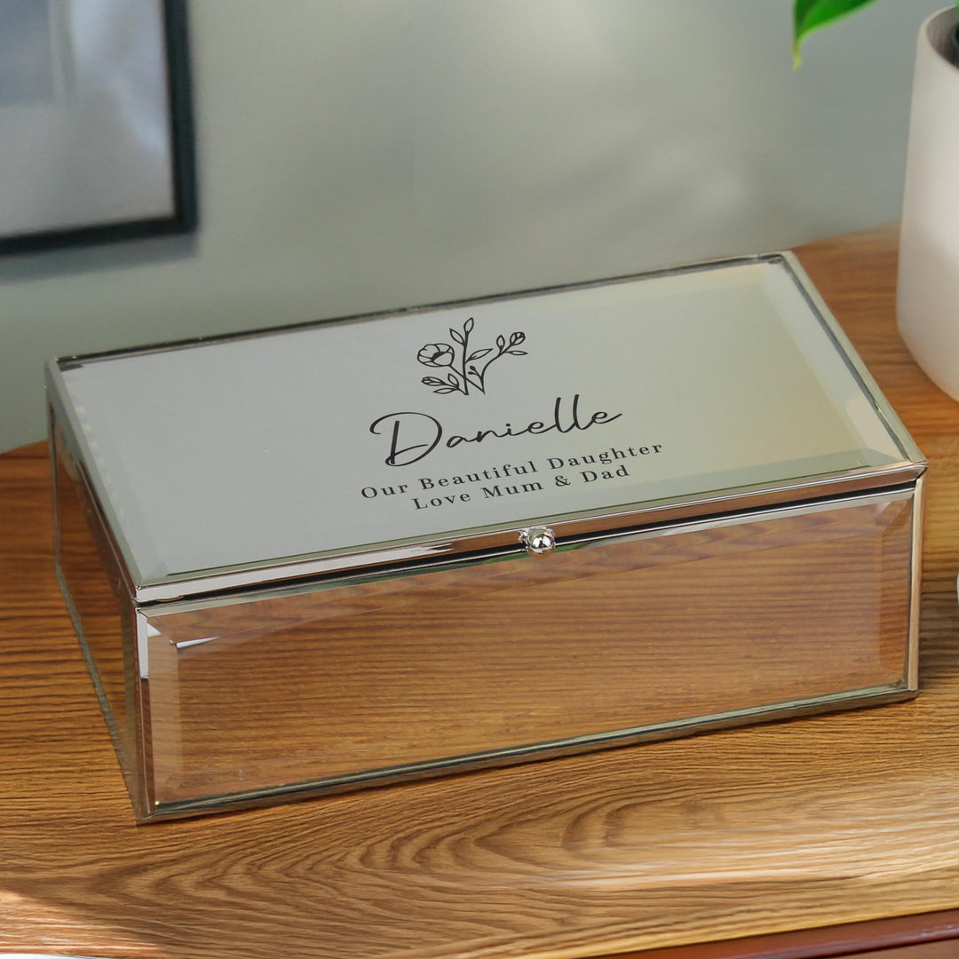 Personalised Floral Mirrored Jewellery Box