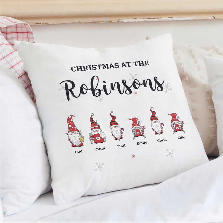 Personalised Gonk Family Christmas Cushion – alternative view