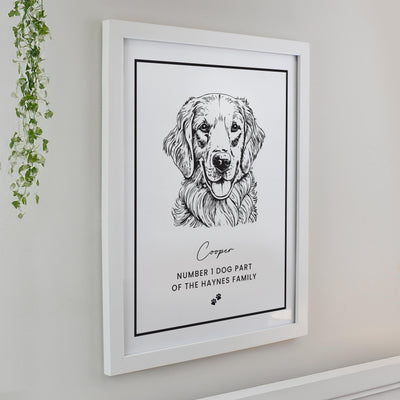 Personalised Dog Breed White Framed Print