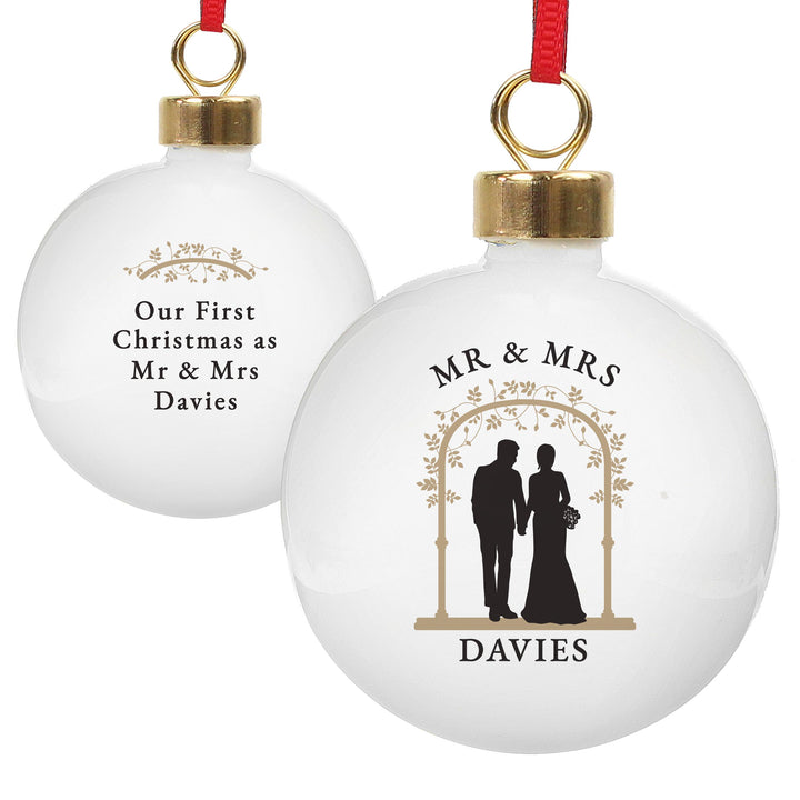 Personalised Mr &amp; Mrs Bauble – alternative view