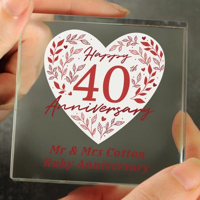 Personalised 40th Ruby Wedding Anniversary Crystal Token