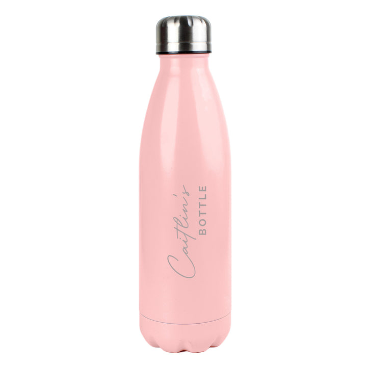 Personalised Two Lines Pink Metal Insulated Drinks Bottle, The Personal Shop, personalised gifts