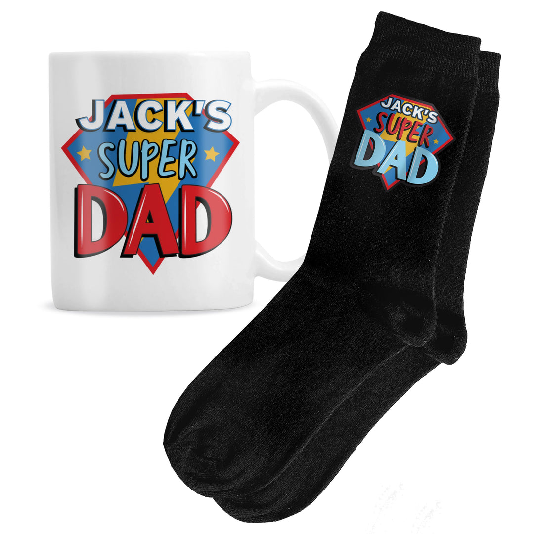 Personalised Super Dad Mug &amp; Socks Set – alternative view