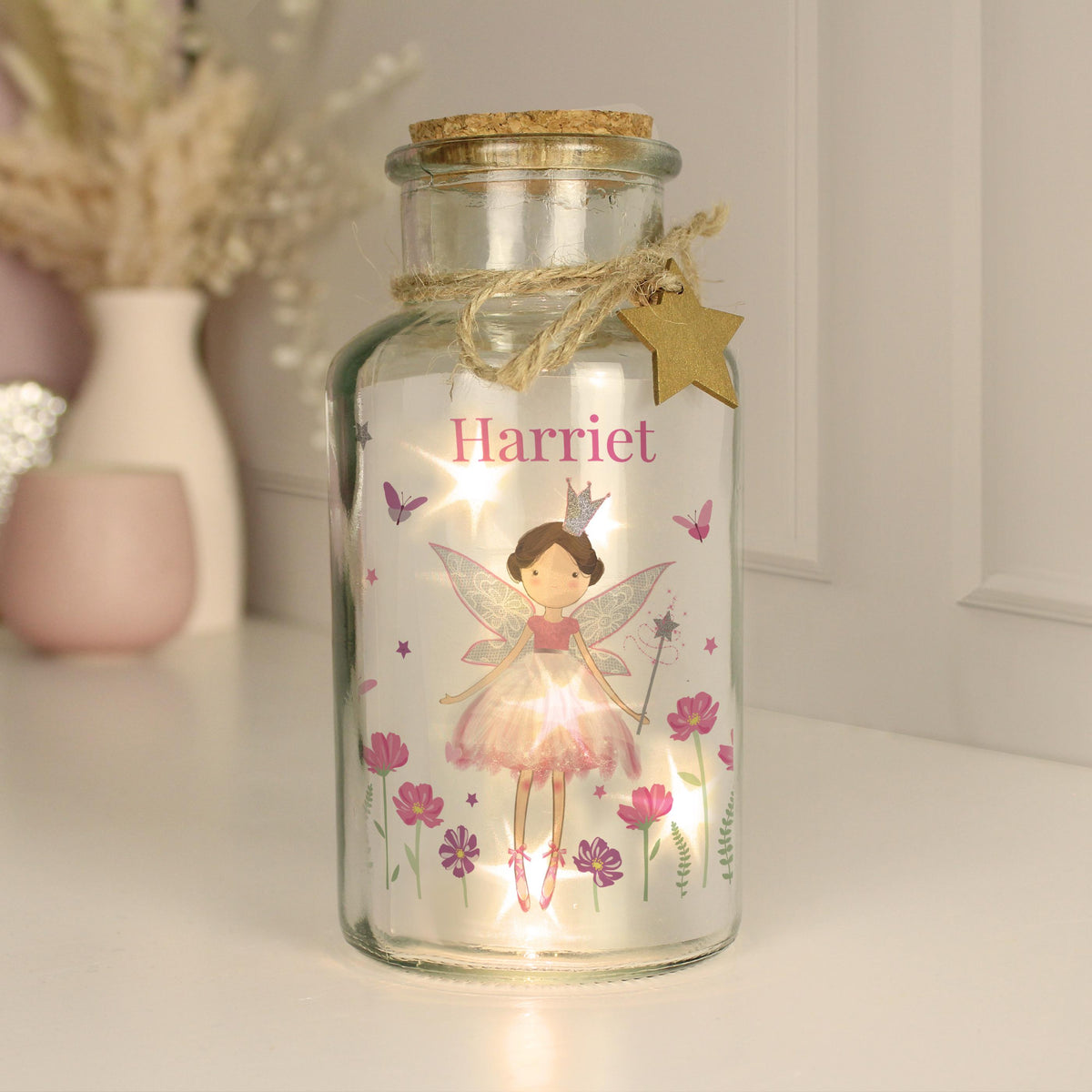 Personalised Fairy Princess LED Glass Jar
