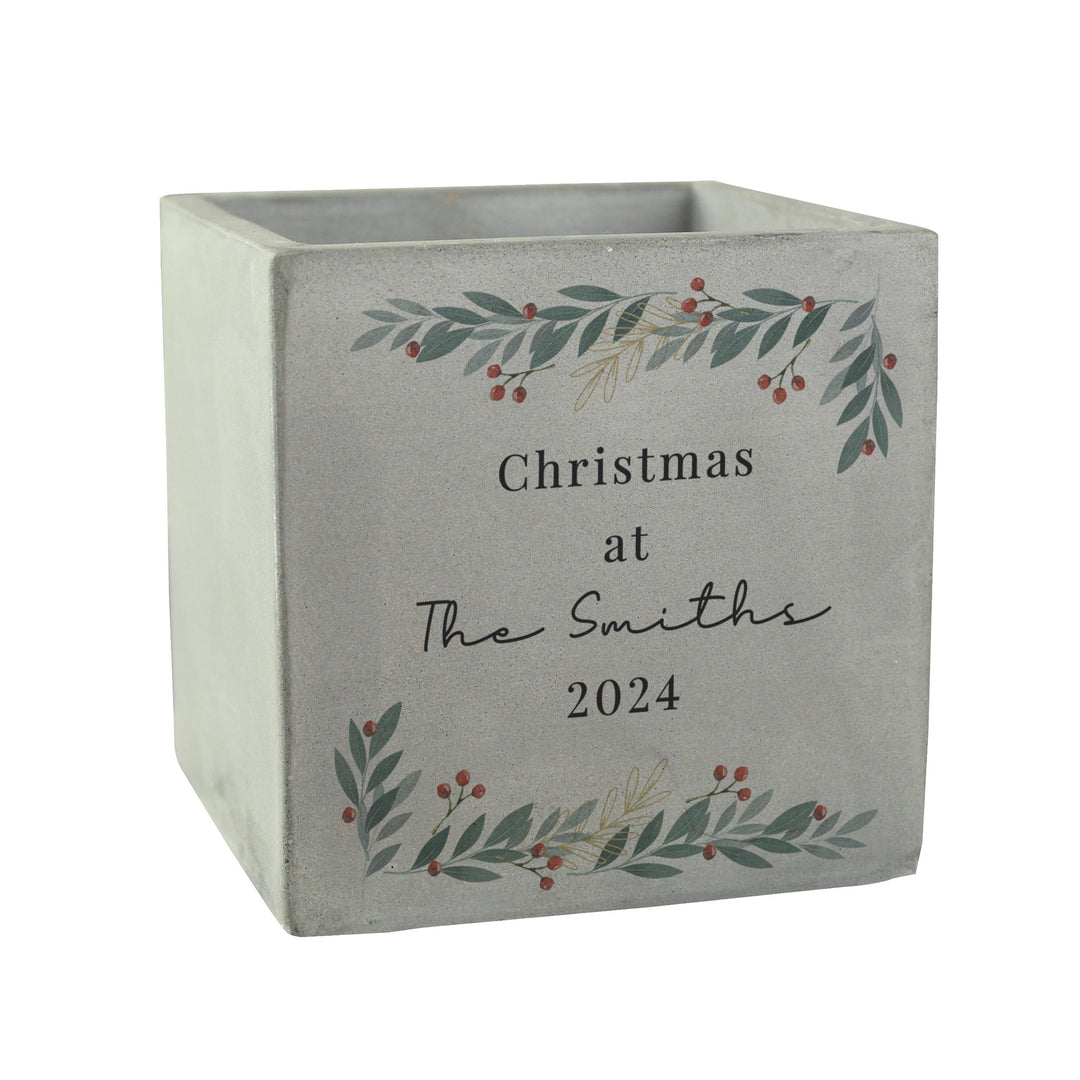 Personalised Christmas Foliage Concrete Planter – alternative view
