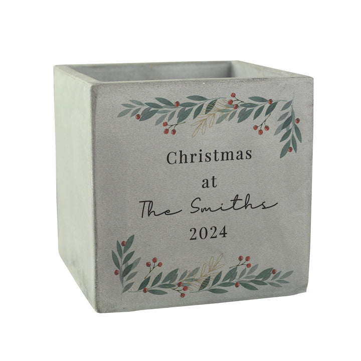Personalised Christmas Foliage Concrete Planter – alternative view