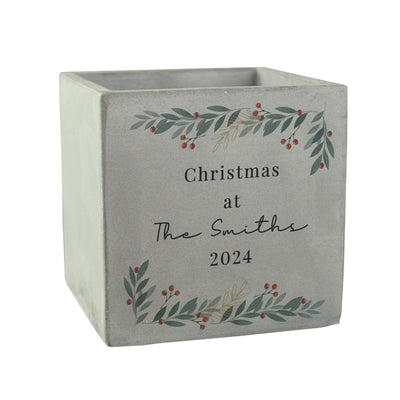 Personalised Christmas Foliage Concrete Planter