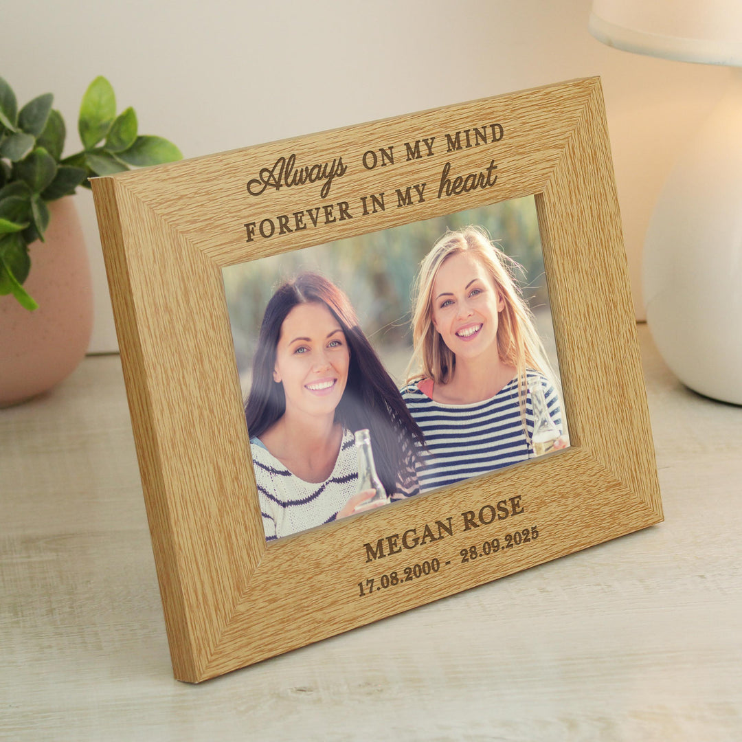 Personalised Memorial Always In My Heart 6x4 Wooden Photo Frame – alternative view