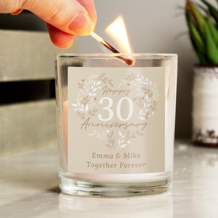 Personalised 30th Pearl Wedding Anniversary Candle Jar – alternative view