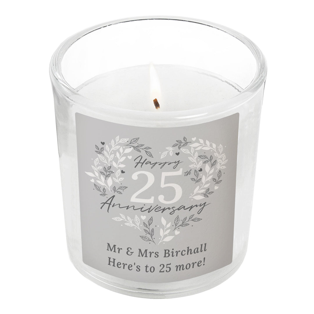 Personalised 25th Silver Wedding Anniversary Candle Jar – alternative view