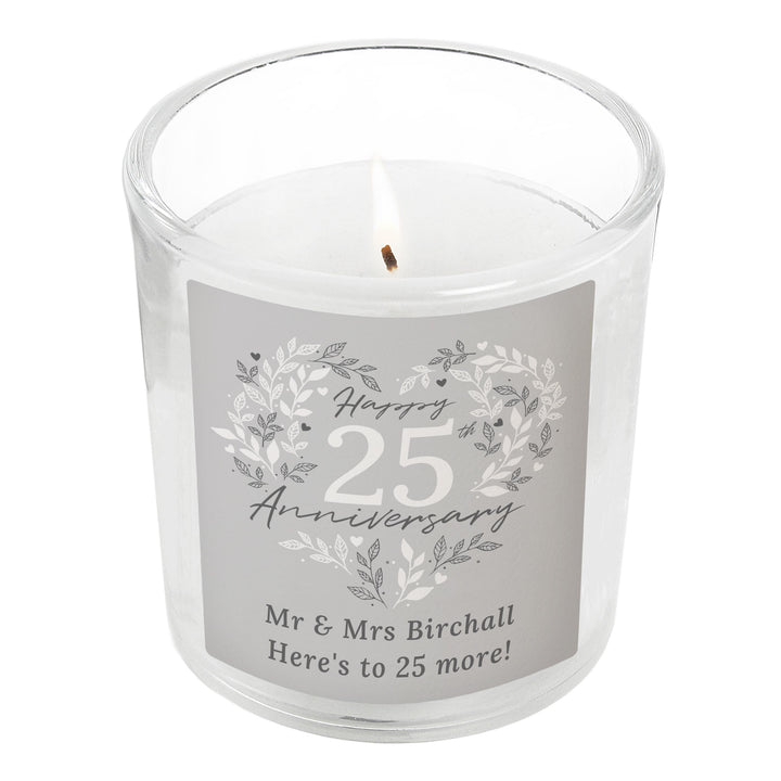 Personalised 25th Silver Wedding Anniversary Candle Jar – alternative view