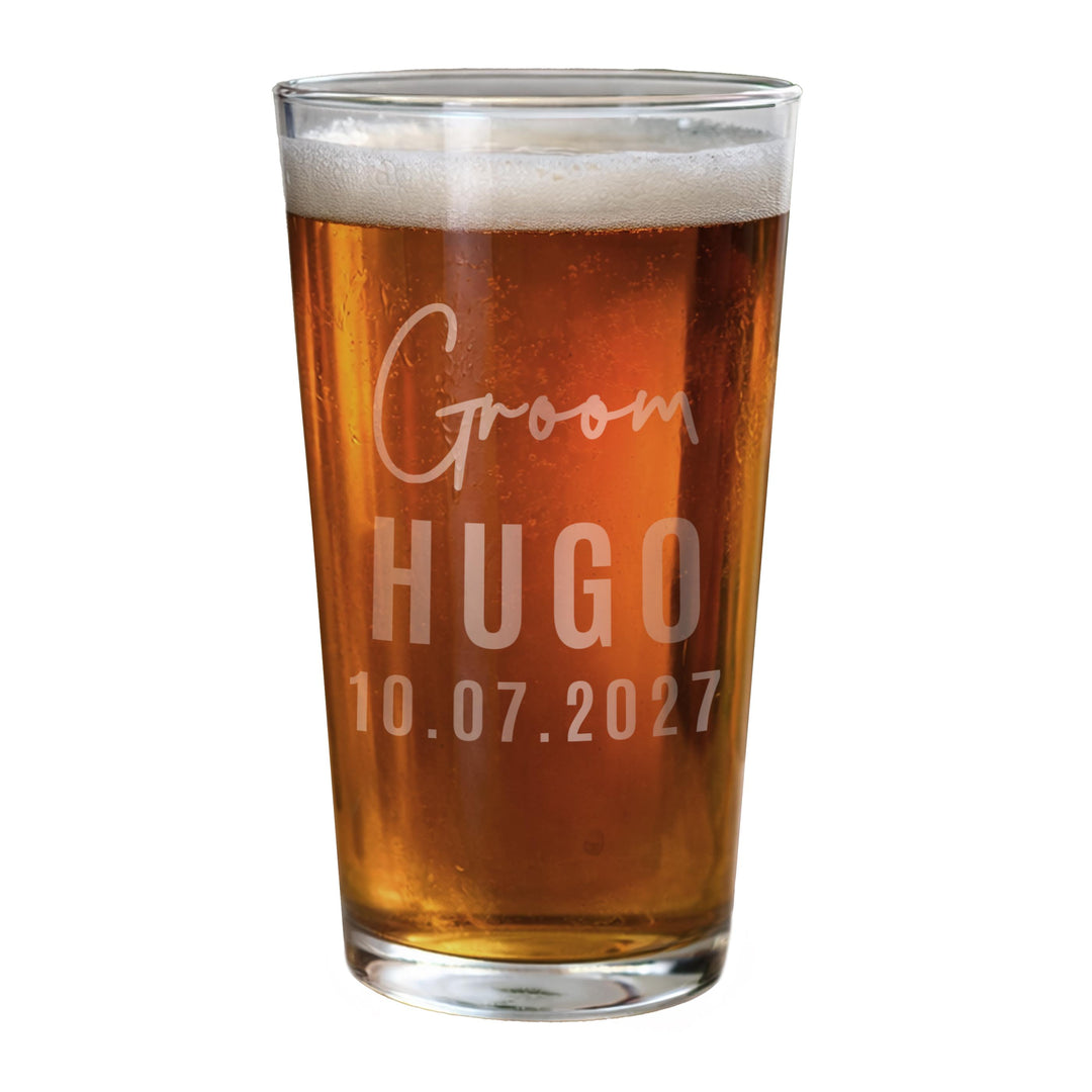 Personalised Groom Elegant Pint Glass, The Personal Shop, personalised gifts